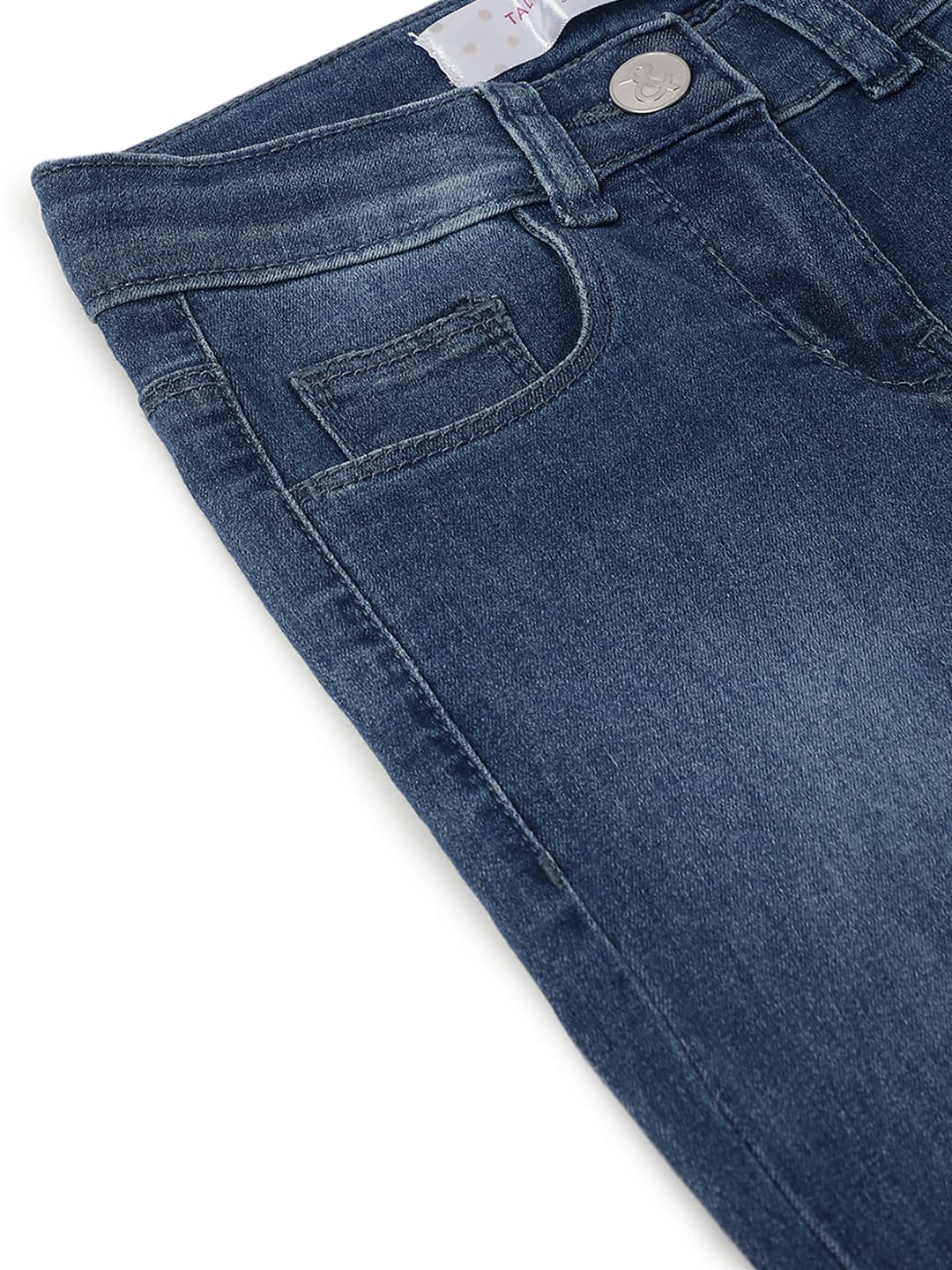 TALES & STORIES Girls Blue Slim Fit Light Fade Mid-Rise Stretchable Denim Jeans