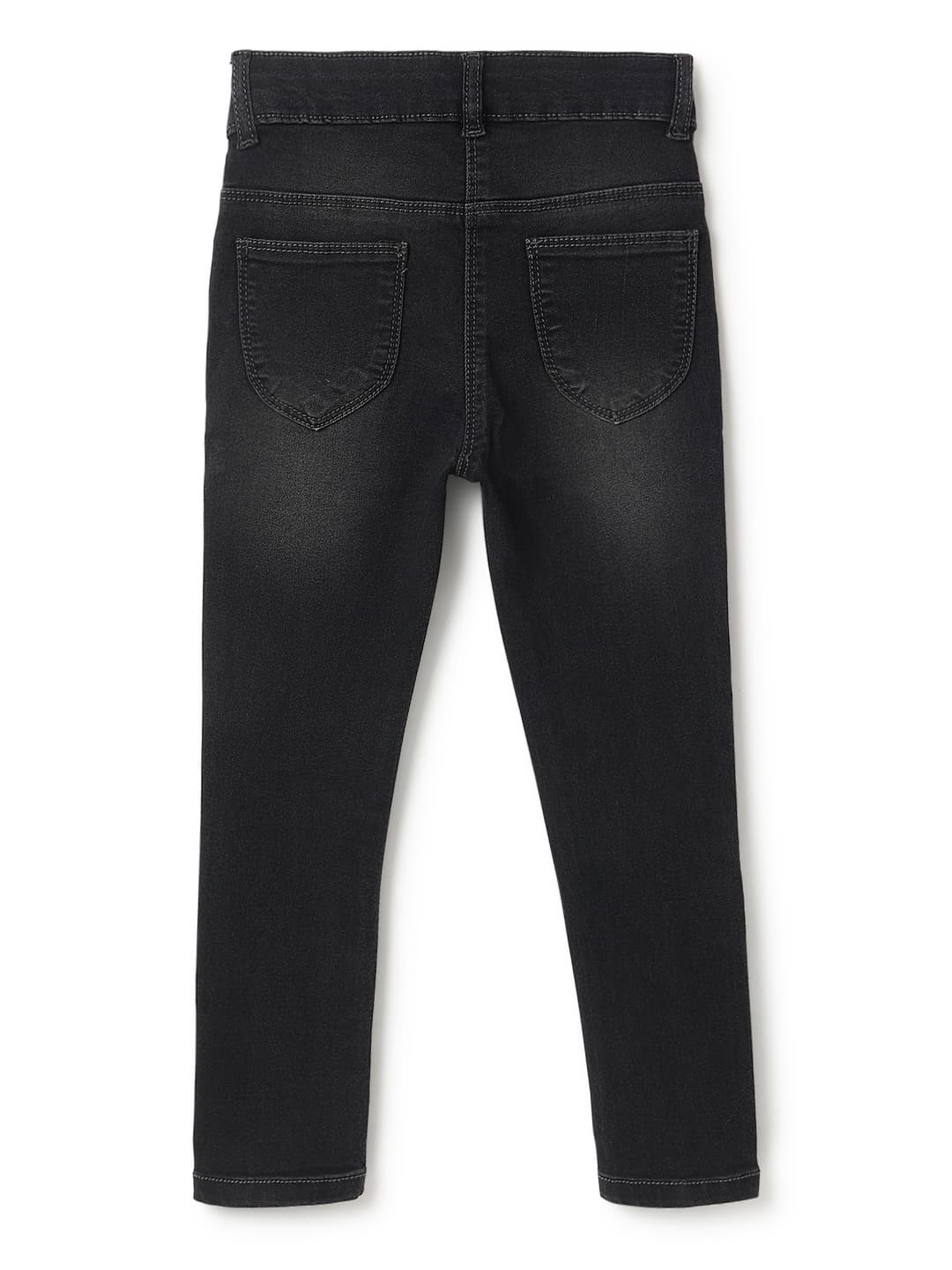 TALES & STORIES Girls Black Slim Fit Dark Shade Mid-Rise Stretchable Denim Jeans