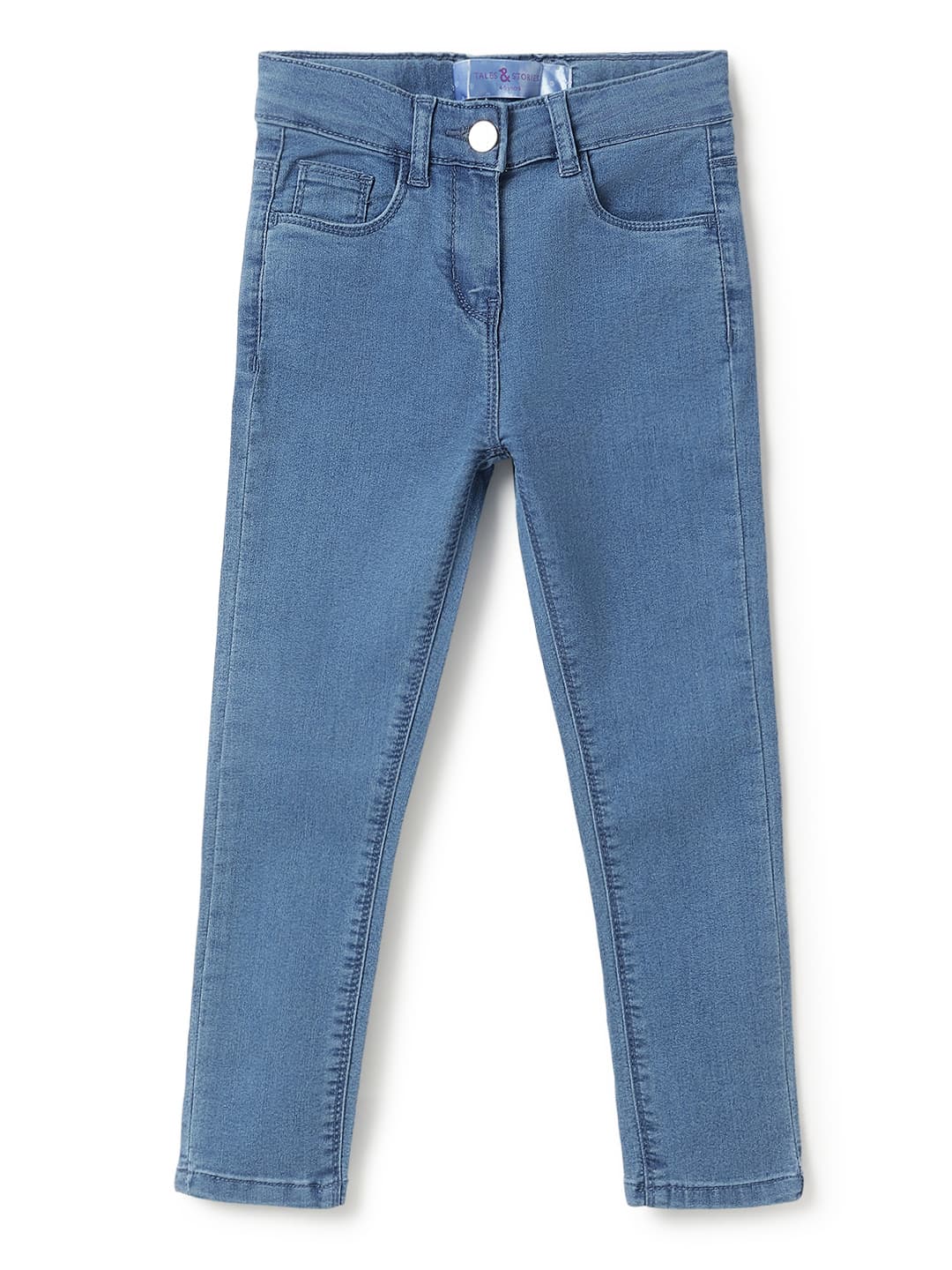 TALES & STORIES Girls Slim Fit Mid-Rise Stretchable Denim Jeans