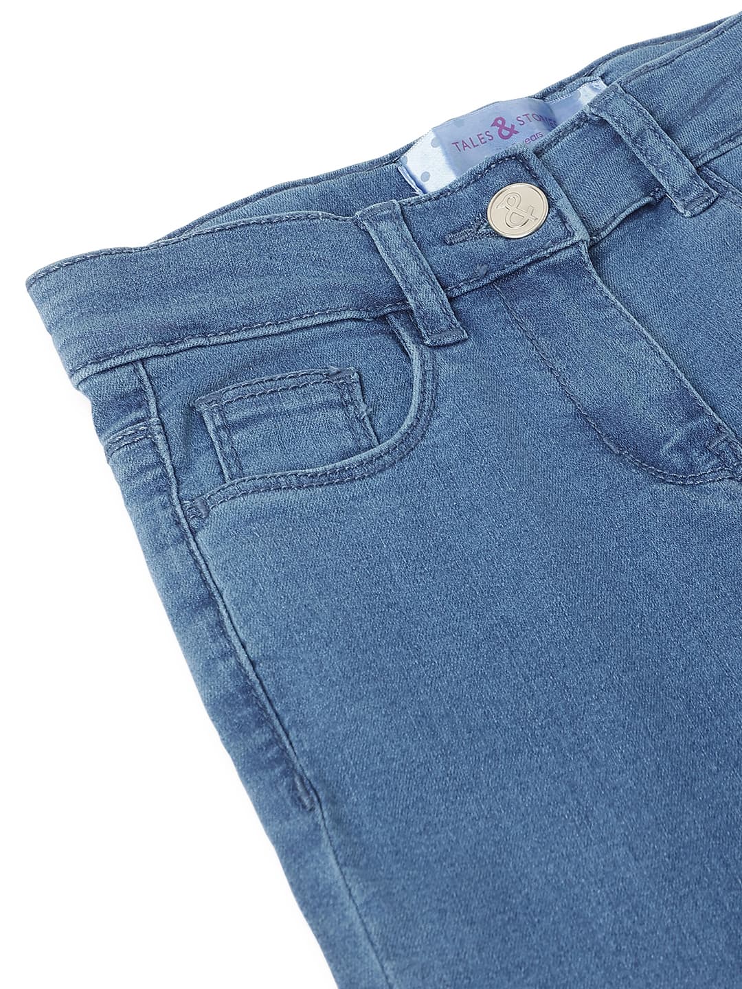 TALES & STORIES Girls Slim Fit Mid-Rise Stretchable Denim Jeans