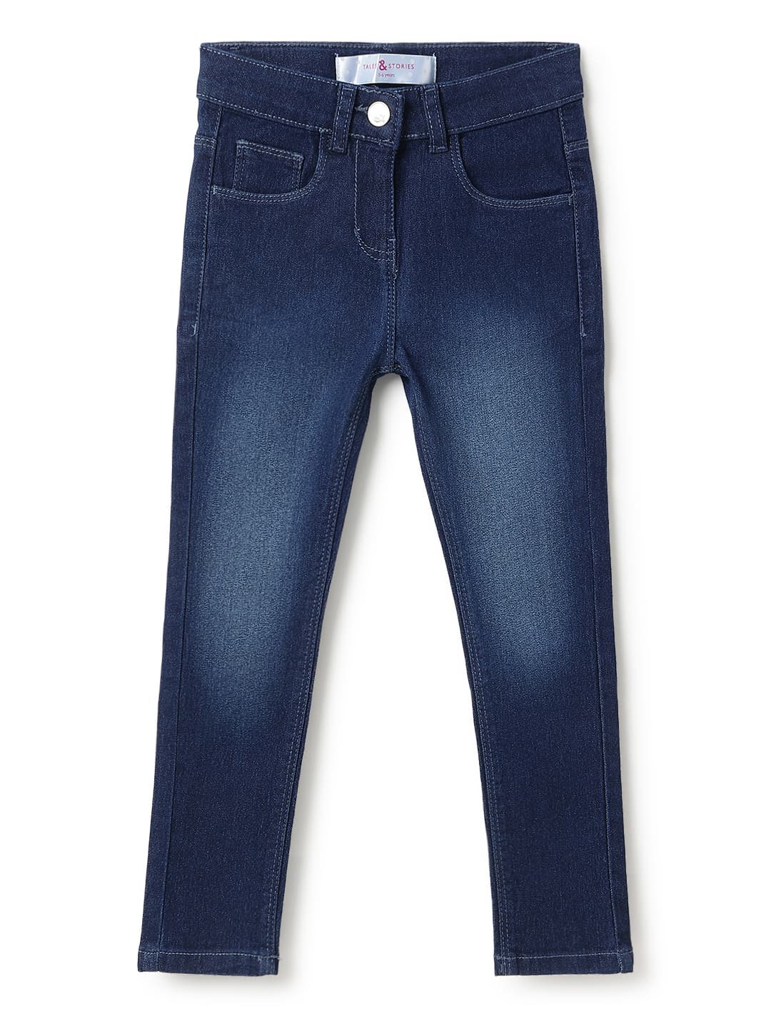 TALES & STORIES Girls Blue Slim Fit Mid-Rise Light Fade Stretchable Denim Jeans