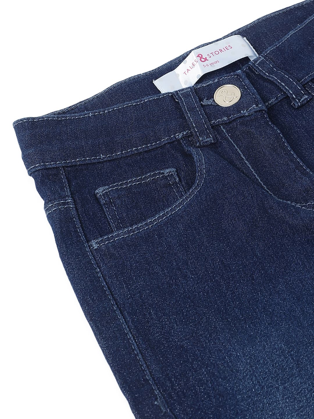 TALES & STORIES Girls Blue Slim Fit Mid-Rise Light Fade Stretchable Denim Jeans