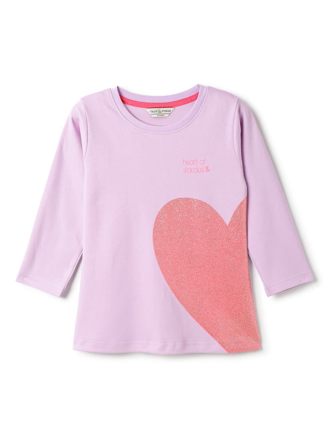 TALES & STORIES Girls Lavender Cotton Tshirts