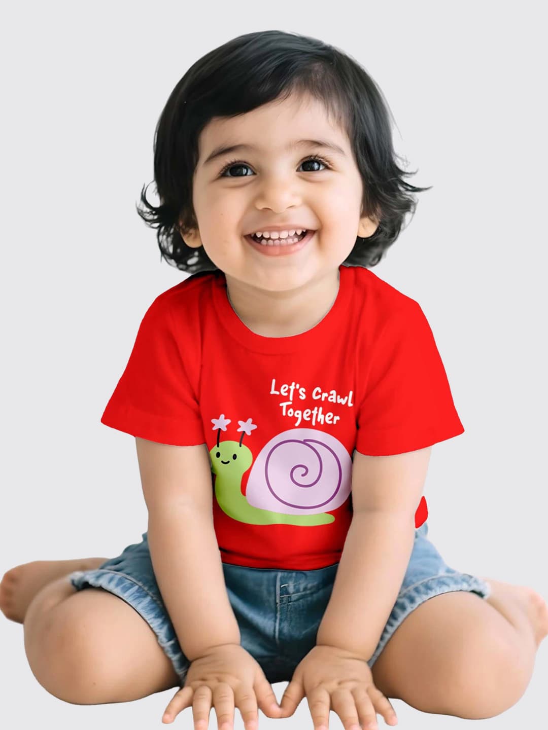 Girls LetsCrawlTogether Red Tshirt 3YR