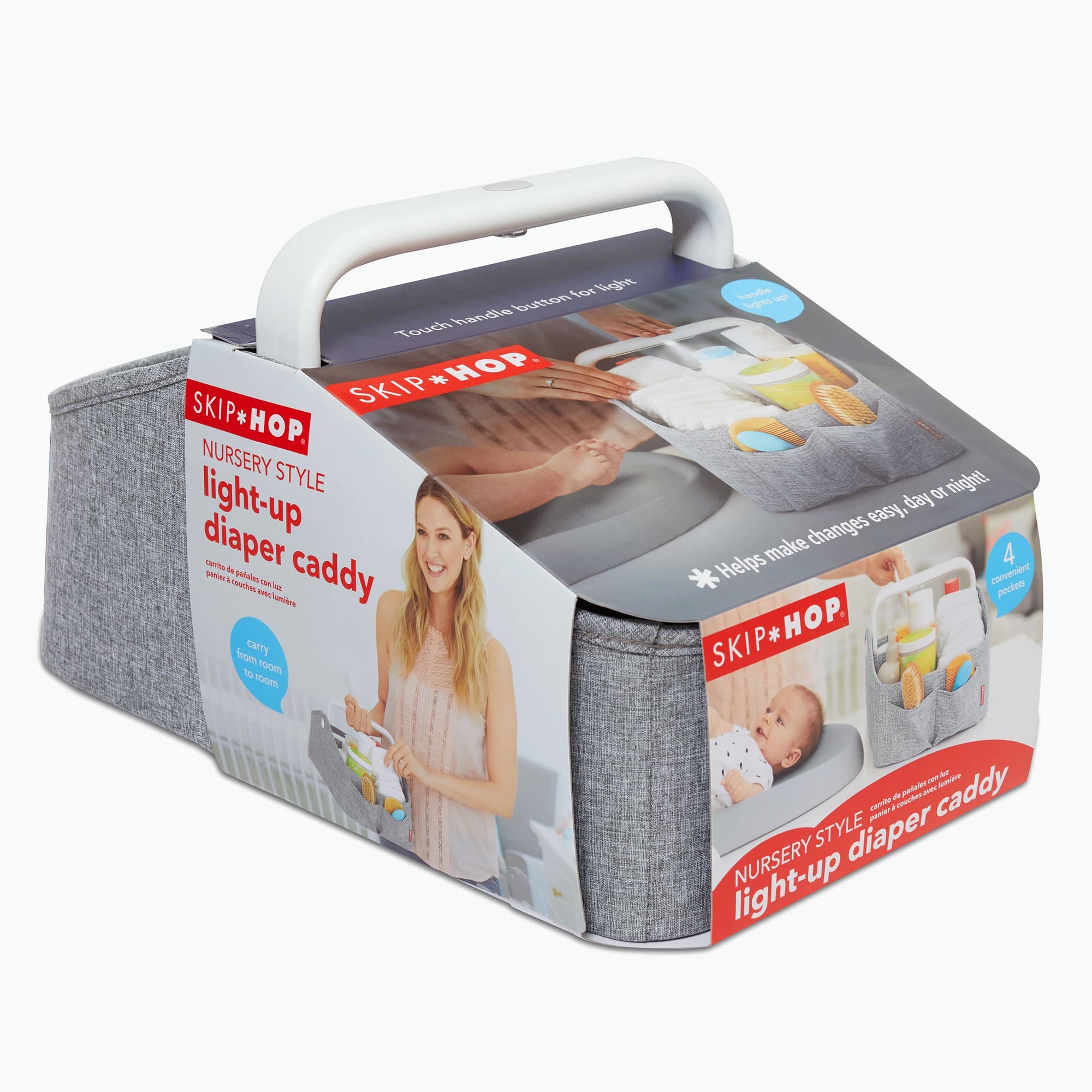 Skip Hop Light Up Diaper Caddy Heather Grey Birth+ to 24M