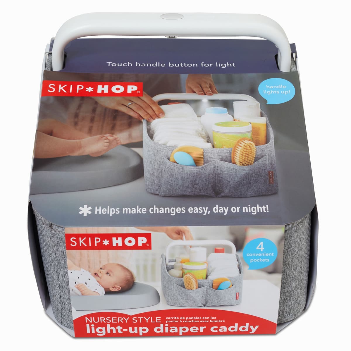 Skip Hop Light Up Diaper Caddy Heather Grey Birth+ to 24M