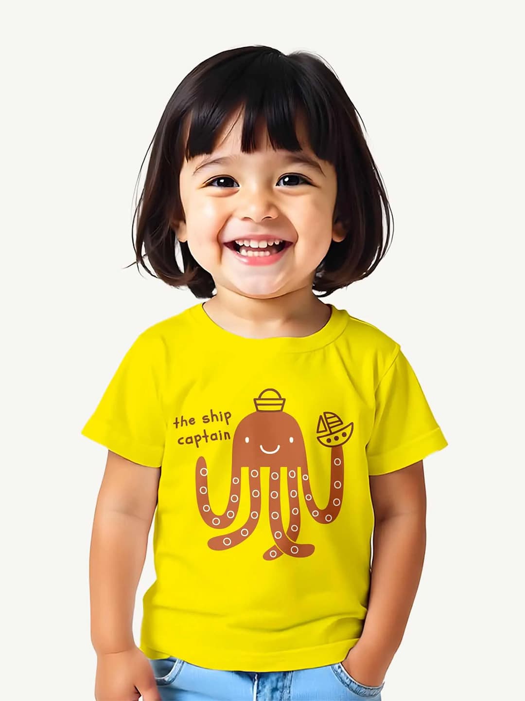 Girls ShipCaptain BrightYellow Tshirt 3YR