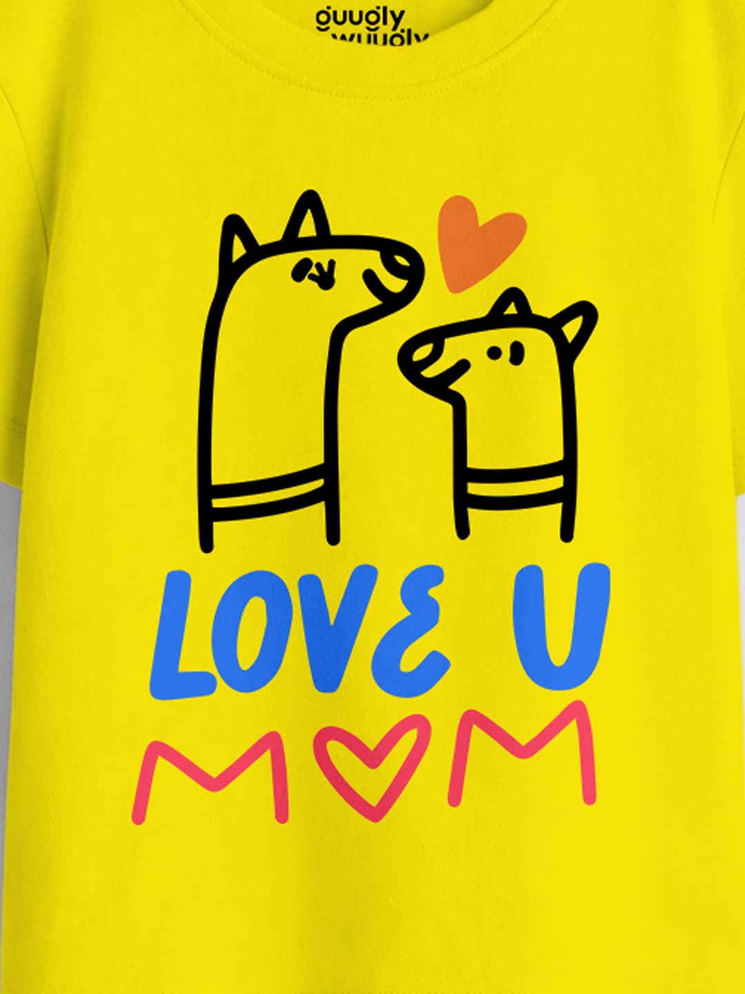 Unisex Love U Mom Bright Yellow Tshirt 11YR