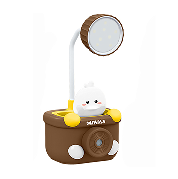 D Cat LED Lamp Rechargeable with Pen Holder and Sharpener (Duck) Table Lamp Study Lamp (Brown)