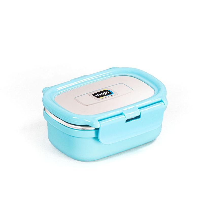 Veigo Heat Up Small- Insulated Stainless Steel Veg Box, Microwave Safe Condiment Dabbi (180ml), Aqua Blue