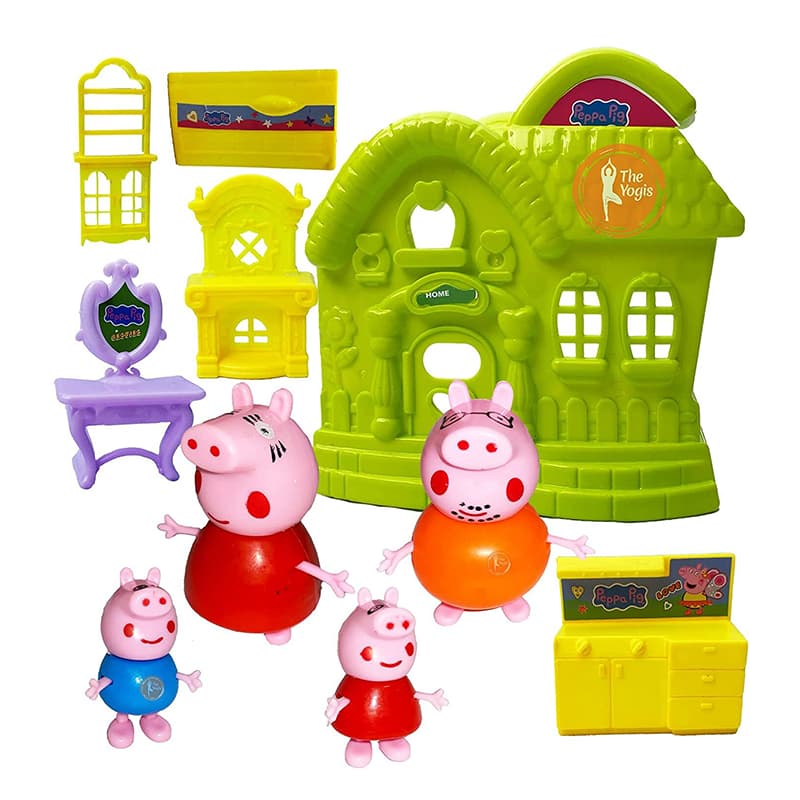 Peppa Pig Family Set with House Furniture Toy Set For Kids