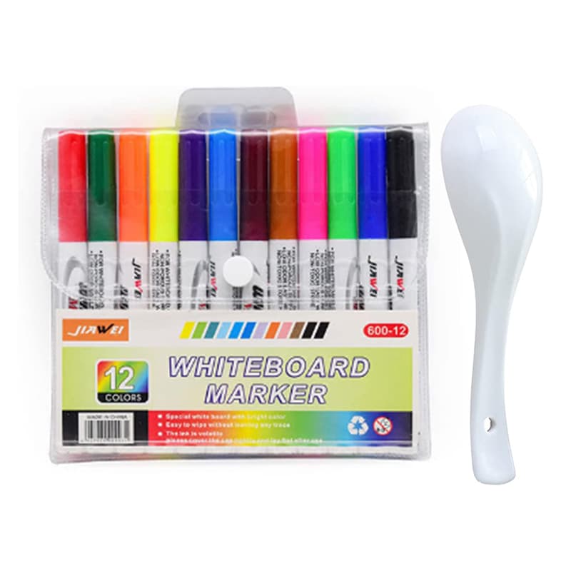 Floating white board marker with spoon