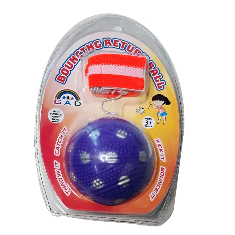 Purple bouncing returning ball