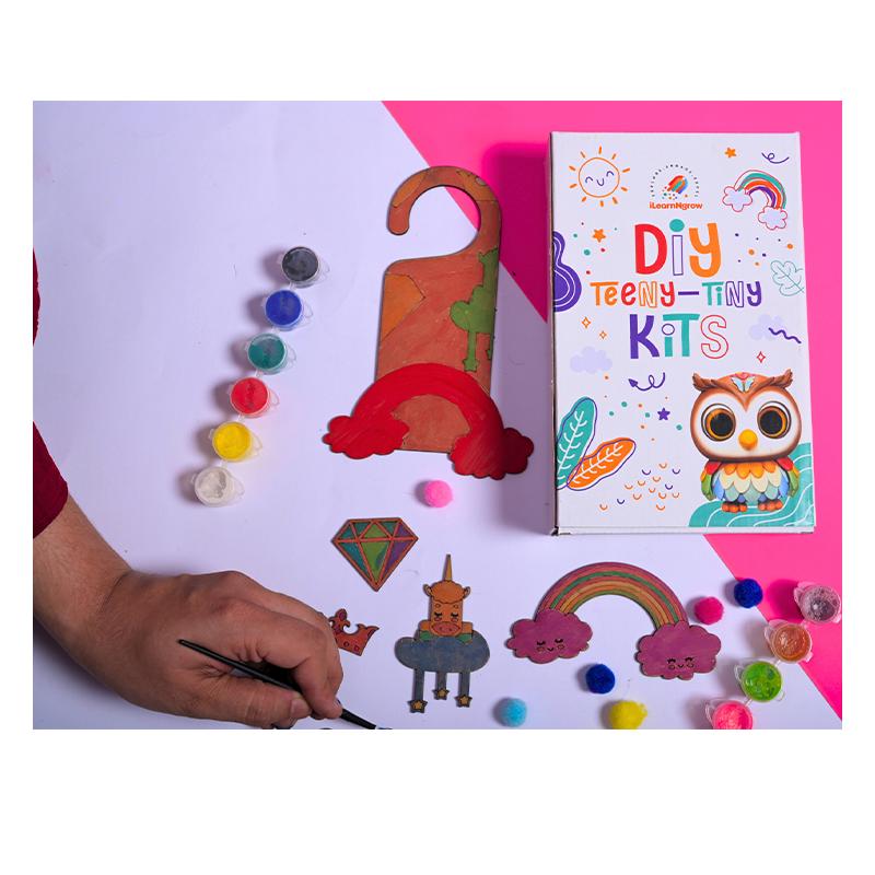 Ilearnngrow Teeny Tiny Unicorn Theme Name Plate and Door Knob