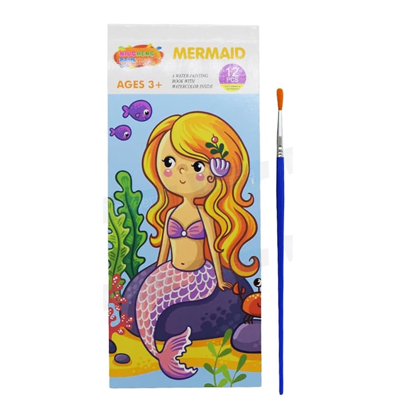 Mermaid Water Painting Book With Watercolor Inside