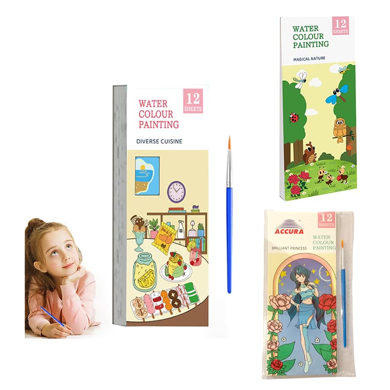 12 sheet water colour painting book (pack of 3)