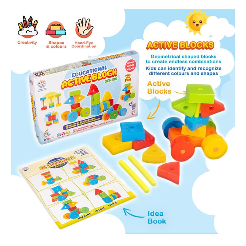 Ratnas Active Block Senior | Building Blocks Toy for Kids | Construction Set Learning Toy | Building Blocks