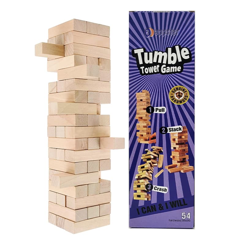 54pcs Wooden Tumble Tower Game Stacking Tumbling Tower Game