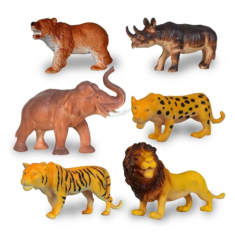 6 Pieces Large Jungle Animal Toy Set