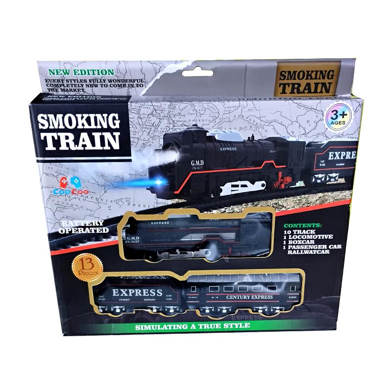 Battery Operated Smoking Train Set - Black | Train Toy Set for Kids | Battery Operated Track Railway Train | Train Sets