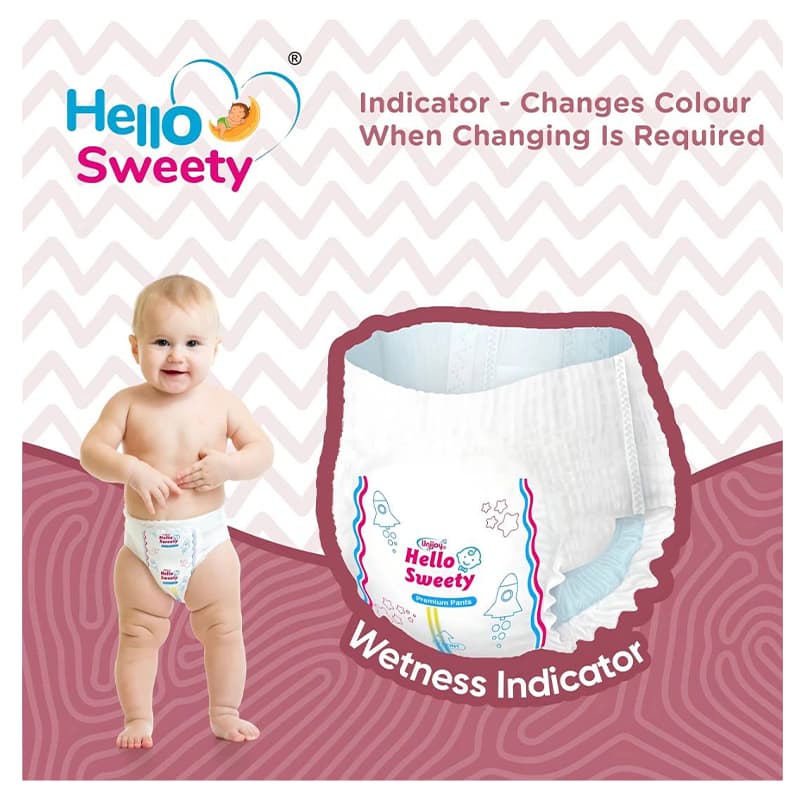 Unijoy Hello Sweety Baby Diaper Pants-Fast Absorption & Cottony Soft Feel | Pack of 1 - XL (48 Pieces)