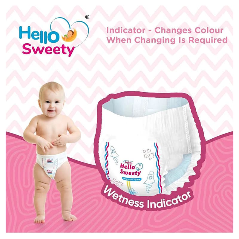 Unijoy Hello Sweety Baby Diaper Pants-Fast Absorption & Cottony Soft Feel | Pack of 1 - S (75 Pieces)