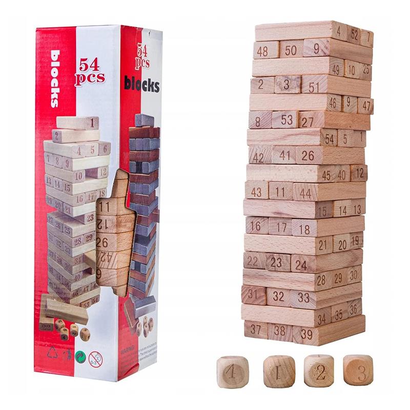 54 Wooden Blocks Game for Kids Learning Toys Puzzle Games (Beige) | Building Blocks Toy for Kids | Construction Set Learning Toy | Building Blocks