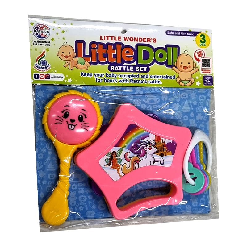 Little doll rattle set 3pcs