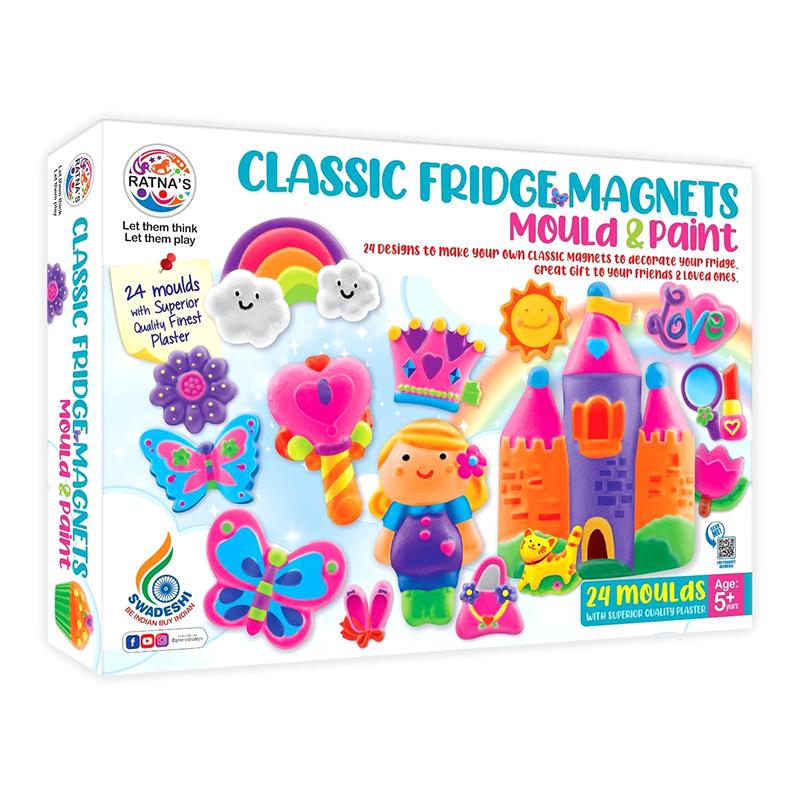 Ratnas Classic Fridge Magnets Mould & Paint Senior DIY Kit | Art & Craft Kit for Kids | DIY Creative Activity Set | Art & Craft