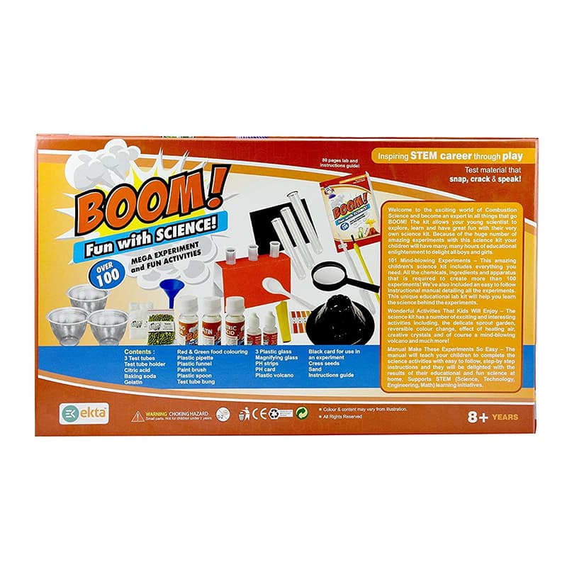 Ekta Boom Fun with Science Science Lab Kit 101 Experiments Inside 24 Lab Tool 80 Page | Board Game for Kids & Family | Strategy Fun Indoor Game | Board Games