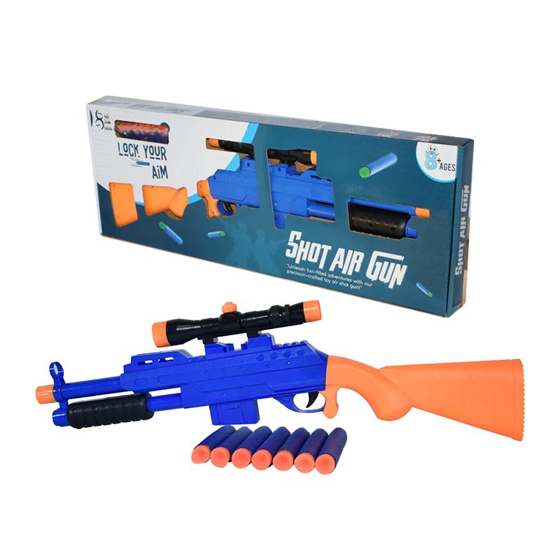 Shot Air Bullet Gun Blaster with Targeting Scope Big Size Toy for Kids - Blue | Toy Gun for Kids | Soft Bullet Blaster Shooter Toy | Toy Guns