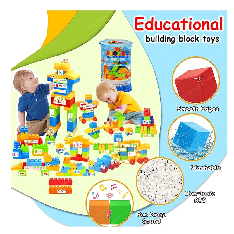 Lumo Toys Building Toy Blue Bag Block 220 Pcs | Building Blocks Toy for Kids | Construction Set Learning Toy | Building Blocks