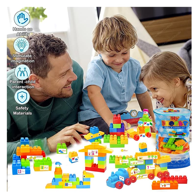 Lumo Toys Building Toy Blue Bag Block 220 Pcs | Building Blocks Toy for Kids | Construction Set Learning Toy | Building Blocks