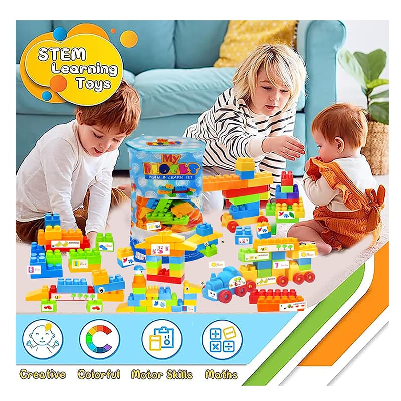 Lumo Toys Building Toy Blue Bag Block 220 Pcs | Building Blocks Toy for Kids | Construction Set Learning Toy | Building Blocks