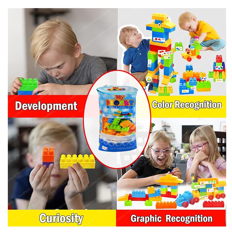 Lumo Toys Building Toy Blue Bag Block 220 Pcs | Building Blocks Toy for Kids | Construction Set Learning Toy | Building Blocks