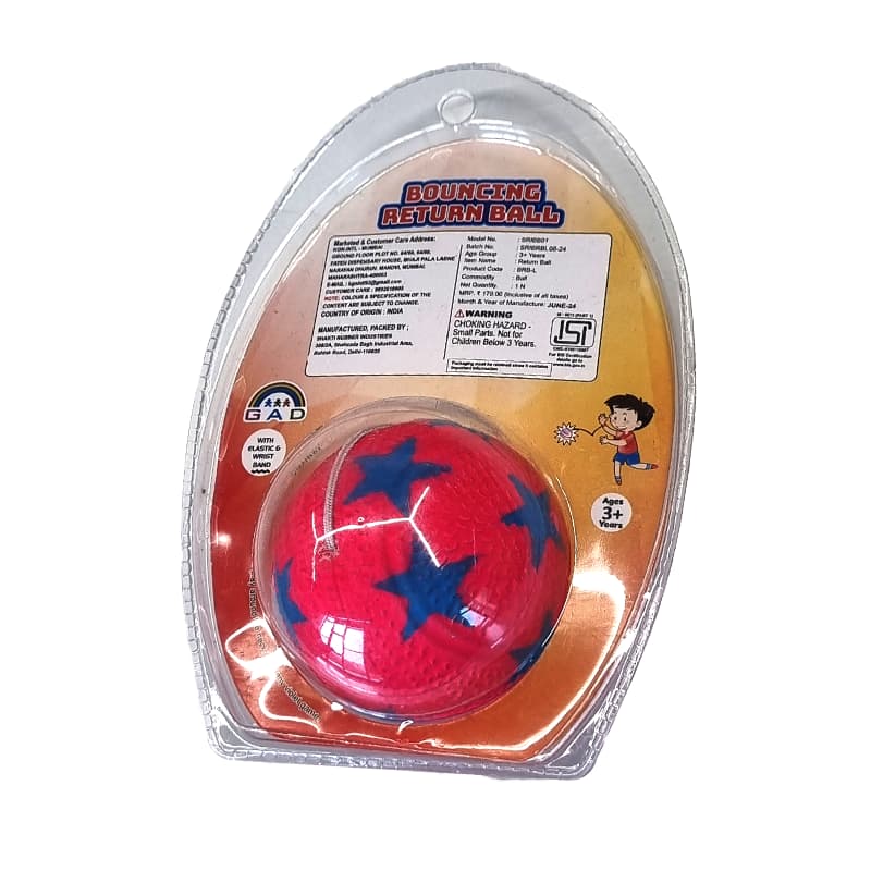 GAD Star Print Bouncing Return Ball (Pink) | Sports Toy for Kids | Outdoor Fun Activity Sports Set | Sports Toys