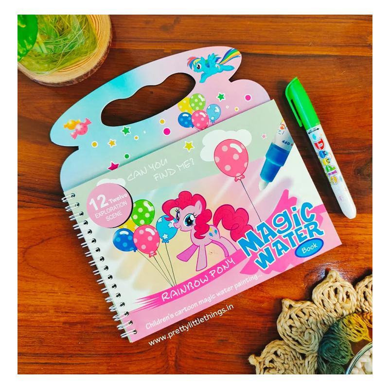Rainbow Pony Water Magic book Reusable Magic Water Painting Book (Big) | Art & Craft Kit for Kids | DIY Creative Activity Set | Art & Craft
