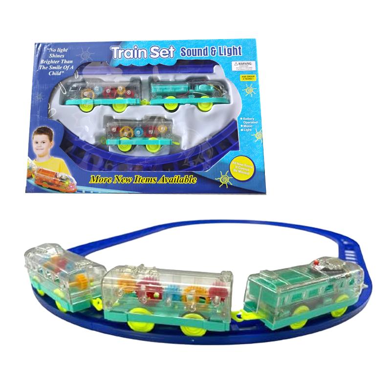 Train Set With Sound & Light (Deep Blue-Green) (Sea Green) | Train Toy Set for Kids | Battery Operated Track Railway Train | Train Sets