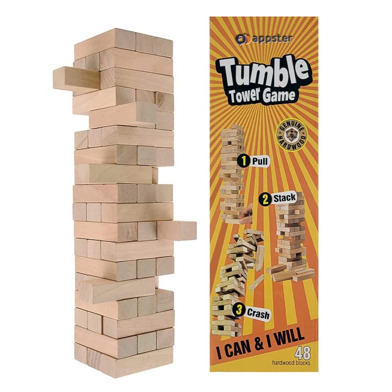 48pcs Wooden Tumble Tower Game, Stacking Tumbling Tower-Jenga Game