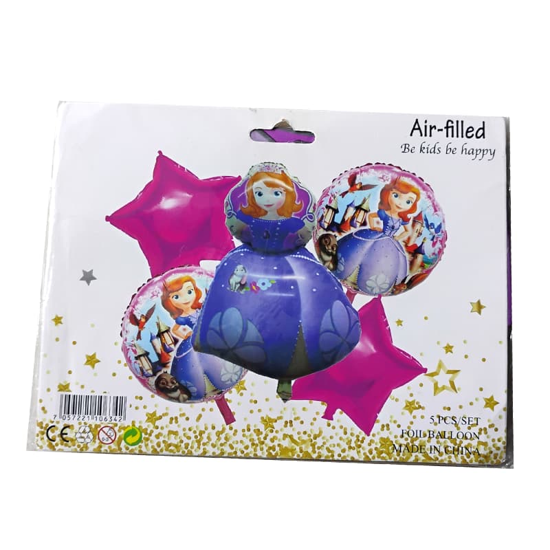Princess Sofia theme 5 pc Foil Balloon Set