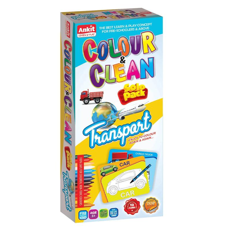 Euro Colour & Clean Transport Art and Craft Kit For Kids | Art & Craft Kit for Kids | DIY Creative Activity Set | Art & Craft