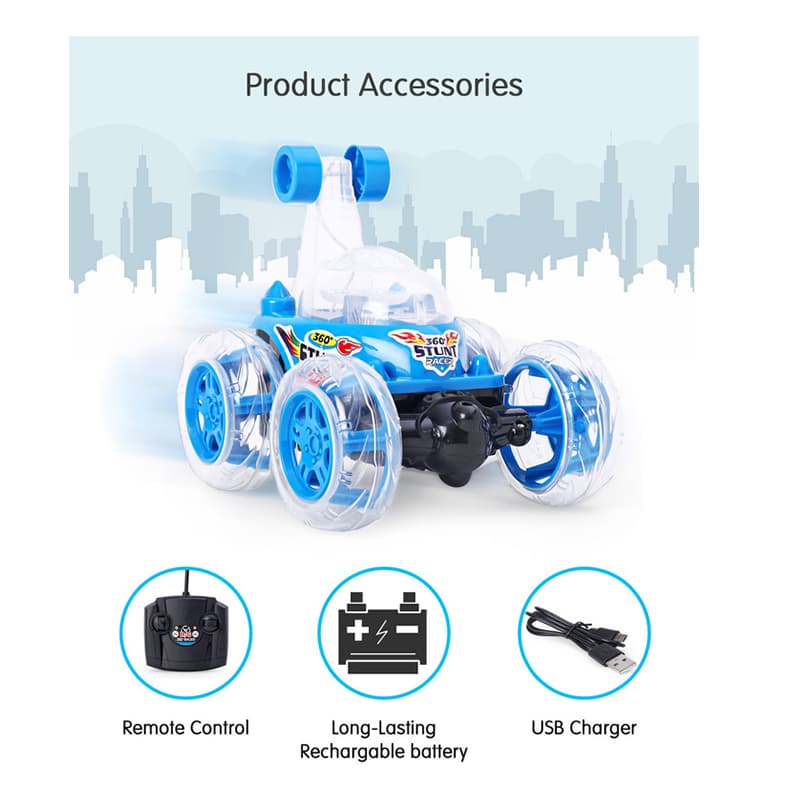 Wonder Toys Remote Control Stunt Car (Light & Sound) (Blue) | Remote Control Toy for Kids | RC Rechargeable Battery Operated Toy | RC Toys
