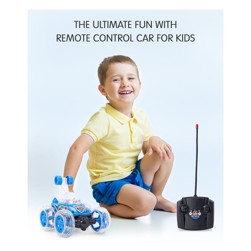 Wonder Toys Remote Control Stunt Car (Light & Sound) (Blue) | Remote Control Toy for Kids | RC Rechargeable Battery Operated Toy | RC Toys