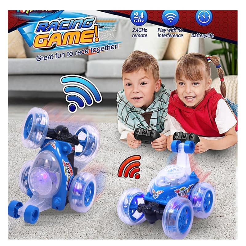 Wonder Toys Remote Control Stunt Car (Light & Sound) (Blue) | Remote Control Toy for Kids | RC Rechargeable Battery Operated Toy | RC Toys