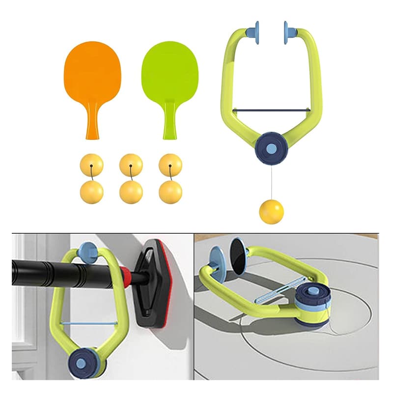 Rock Kidz Hanging Table Tennis Trainer 6 Ping Pong Ball & 1 Pair Paddle Self Training Gaming Set | Sports Toy for Kids | Outdoor Fun Activity Sports Set | Sports Toys