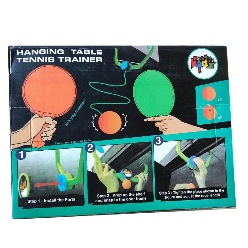 Rock Kidz Hanging Table Tennis Trainer 6 Ping Pong Ball & 1 Pair Paddle Self Training Gaming Set | Sports Toy for Kids | Outdoor Fun Activity Sports Set | Sports Toys