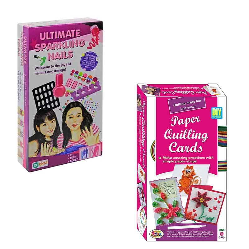 Ultimate Sparkle Nail Art Salon Kit and Paper Quilling Greeting Card combo
