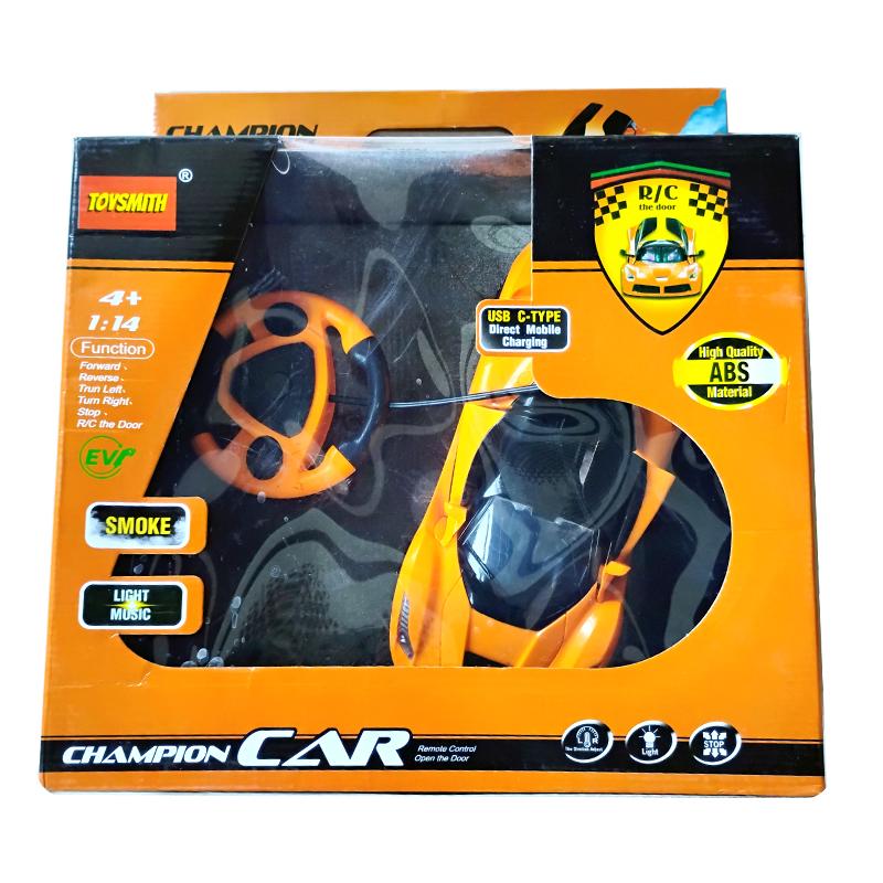 Toysmith Champion Car With Smoke And Light (Toysmith) - Orange | Remote Control Toy for Kids | RC Rechargeable Battery Operated Toy | RC Toys