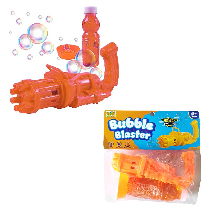 PTI Toys 8-Hole Bubble Blaster Machine Gun includes 160 ml liquid bottle (Orange) | Toy Gun for Kids | Soft Bullet Blaster Shooter Toy | Toy Guns