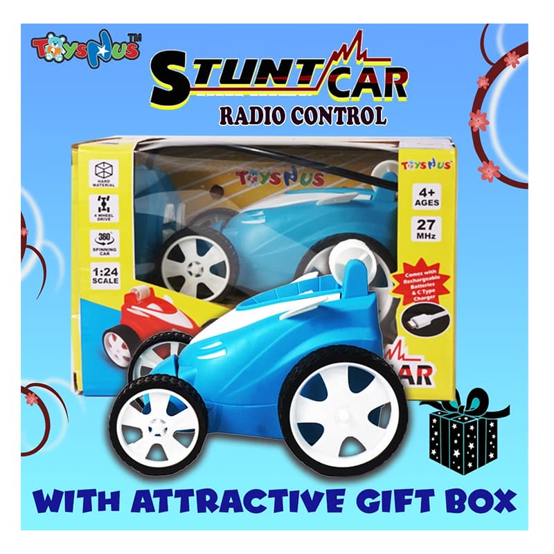 ToysNus 1:24 scale 360 degree Radio Control Stunt car (Blue) | Remote Control Toy for Kids | RC Rechargeable Battery Operated Toy | RC Toys